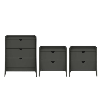 Coney Mid-Century Modern 3-Piece Dresser Set in Charcoal Gray | Ensemble de commode 3 pieces Coney style milieu du siecle en gris charbon