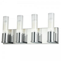Dainolite Tube 4 Light Vanity Light Polished Chrome Clear Fluted Glass Lamp