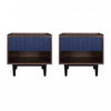 Duane Mid-Century Modern 20\" Fluted Nightstand in Navy Blue (1-Drawer) - Set of 2