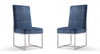 Element Modern Velvet Metal Dining Chair in Blue - Set of 2
