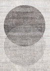 Solace Soft Low-Pile Grey White Merging Circles Area Rug - 3'11\" x 5'7\"