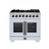Forno Capriasca 36\" French Door Dual Fuel Range, White, 5.36 cu. ft. - FFSGS6387-36WHT