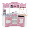 Honeyjoy Corner Kitchen Playset With Coffee Machine Oven Microwave Washing Machine Pink