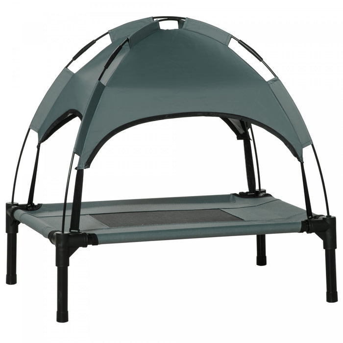 Pawhut Elevated Dog Bed With Canopy, Portable Raised Dog Cot For S Sized Dogs, Indoor & Outdoor, 25\" X 18\" X 24\", Grey