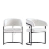 Augusta Modern Metal Vegan Leather Dining Chair in White - Set of 2