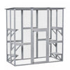 Pawhut Large Outdoor Catio Enclosure, Weatherproof Cat House With Asphalt Roof, Wooden Cat Patio Cage With 6 Balanced Platforms, 71\" X 39\" X 71\", Grey
