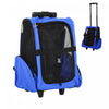 PawHut 2-IN-1 Pet Luggage Box Backpack Carrier Cats Dogs w/ Handle, Rolling Wheel Blue