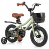 Costway 12\" Kid's Bike With Training Wheels Adjustable Handlebar & Seat Handbrake Green