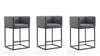 Embassy Mid-Century Modern Metal Upholstered Counter Stool in Gray - Set of 3