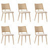 Oliver Modern Dining Chairs with PU Upholstered and PE Rattan Backrest Set of 6,Beige