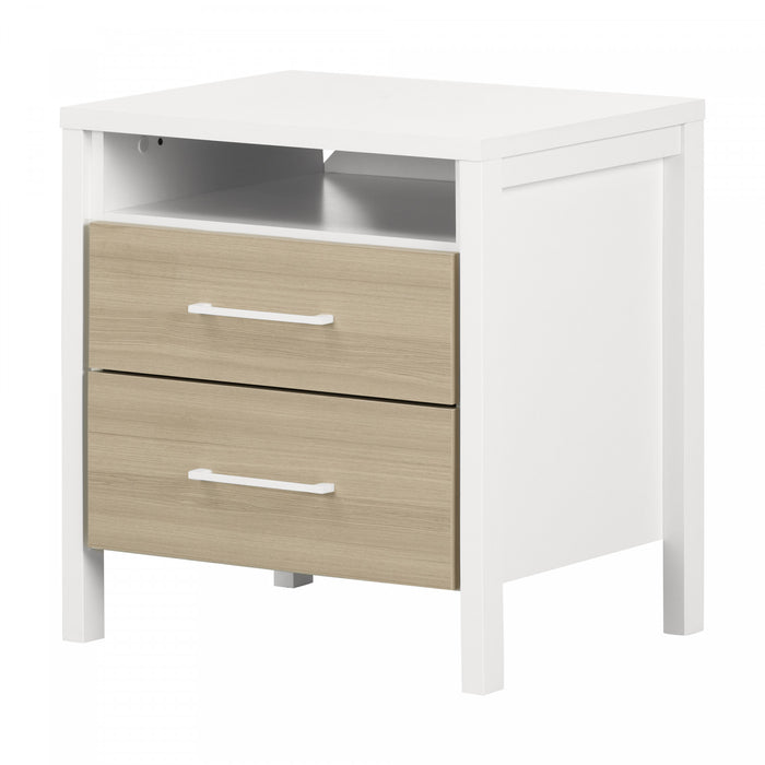 Munich 2-drawer Nightstand - White And Soft Elm