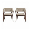 Blake Modern Faux Mohair Wood Armchair in Natural - Set of 2 Dining Chair