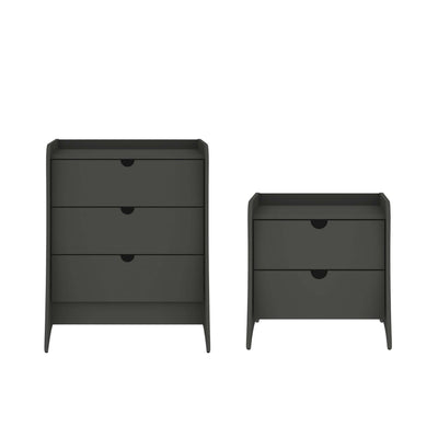 Coney Mid-Century Modern 2-Piece Dresser Set in Charcoal Gray | Ensemble de commode 2 pieces Coney style milieu du siecle en gris charbon