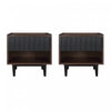 Duane Mid-Century Modern 20\" Fluted Nightstand in Black (1-Drawer) - Set of 2