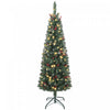 HOMCOM 5 ft Prelit Pencil Christmas Tree with Silver Glitter, Xmas Tree