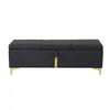 Tony Soft Velvet Upholstered Storage Ottoman Bench With Metal Legs,black