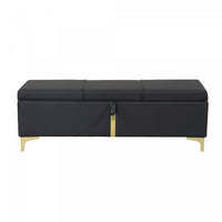 Tony Soft Velvet Upholstered Storage Ottoman Bench With Metal Legs,black