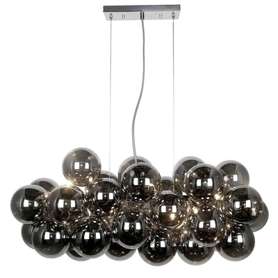 Dainolite Comet 10 Light Horizontal Pendant Polished Chrome Smoked Glass Lamp|Luminaire suspendu horizontal Comet de Dainolite en verre fumé, avec fini chromé poli et 10 ampoules