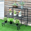 Costway 3 Tier Outdoor Metal Plant Stand Flower Planter Garden Display Shelf Rack