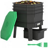 Outsunny 4-Tray Worm Composter Bin, 7.4Gal Outdoor Indoor Worm Composter, Farm Starter Kits for Vermicomposting Starter, Garden Composting Bin for Recycling Food Waste, Dark Green