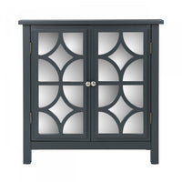 Joyce Solid Firwood Double Door Cabinet With Mirrored Finish,charcoal Grey Accent Cabinet