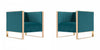 Trillium Mid-Century Modern Velvet Lounge Chair in Teal - Set of 2