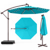 Costway Patio 10FT Hanging Offset Umbrella 32 LED Lights Sand Bag Outdoor Cross Base Turquoise