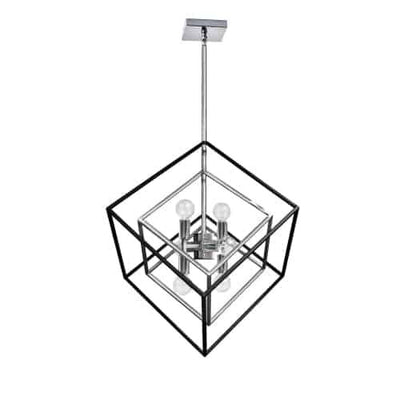 Dainolite Kappa 6 Light Pendant Polished Chrome/Matte Black Finish Lamp|Luminaire suspendu Kappa de Dainolite avec fini chromé poli et noir mat, et 6 ampoules
