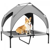 Pawhut Elevated Dog Bed With Canopy, Cooling Dog Cot Bed For Camping, Portable Raised Pet Cot With W