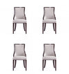 Grand Traditional Wood Upholstered Dining Chair in Light Gray - Set of 4