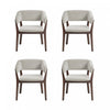 Blake Modern Faux Mohair Wood Armchair in Greige - Set of 4 Dining Chair