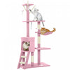 PawHut Cat Tree, 53\" Cat Tower for Indoor Kittens with Sisal Scratching Posts, Plush Perches, Condo, Hammock, Ladder, Dangling Toys, Multi-Level Kitty Activity Centre, Pink