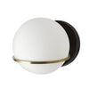 Dainolite Sofia 1 Light Wall Sconce Matte Black/Aged Brass White Opal Glass Lamp