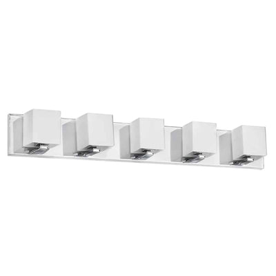 Dainolite Verona 5 Light Vanity Light Polished Chrome Finish White Glass Shade Lamp|Lumière de coiffeuse Verona de Dainolite avec abat-jour en verre blanc, fini chromé poli et 5 ampoules