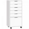 HOMCOM 6 Drawer Vertical File Cabinet with Lockable Wheels, White