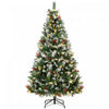 HOMCOM 6ft Flocked Prelit Christmas Tree Spruce, Dual Colour LEDs, Remote