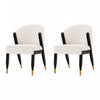 Ola Modern Wood Chenille Dining Chair in Cream - Set of 2