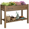 Outsunny 45\"x22\"x33\" Elevated Planter Box with Storage Shelf, Carbonized