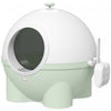 Pawhut Cat Litter Box With Lid, Enclosed Kitty Litter Box With Scoop, Leaking Sand Pedal, Top Handle, Light Green