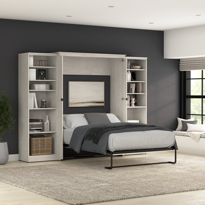 Bestar Key West Full Murphy Bed with Closet Organizers (113 W) - Linen White Oak