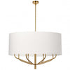 Dainolite Eleanor 8 Light Chandelier Aged Brass White Shade Lamp