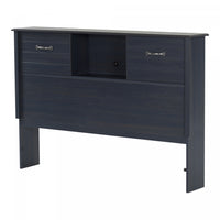 Ulysses Bookcase Headboard With Storage And Sliding Doors - Blueberry