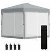 Outsunny 10' X 10' Pop Up Gazebo, Foldable Canopy Tent With Carrying Bag With Wheels, 4 Leg Weight Bags, Mesh Sidewalls And 3-level Adjustable Height For Outdoor Garden Patio Party, Grey
