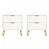 Dumbo Modern 20\" Fluted Nightstand in White (2-Drawer) - Set of 2