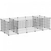 Pawhut 18 Panels Small Animal Cage, Pet Playpen With Doors, Guinea Pig Cage, Portable Metal Wire Yard For Hedgehogs Indoor Use, 69\" X 28\" X 18\"