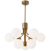 Dainolite Amanda 9 Light Chandelier Aged Brass White Opal Glass Lamp