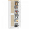 HOMCOM Kitchen Pantry with 4 Rattan Doors and Adjustable Shelves, White