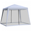 Outsunny 10x10ft Party Tent Canopy With Netting, Patio Screen House Slant Leg Outdoor Gazebo Sun Shade Shelter, Grey
