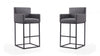 Ambassador Mid-Century Modern Metal Upholstered Barstool in Gray - Set of 2 Bar Stool
