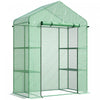 Outsunny 56\" X 29\" X 77\" Mini Greenhouse, Walk-in Greenhouse, Garden Hot House With 4 Shelves, Roll-up Door And Weatherized Cover, Deep Green